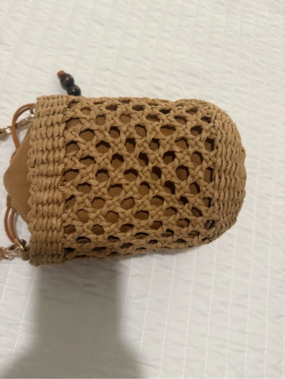 L’ space Sayulita Woven Bucket Crossbody Bag in Natural Tan